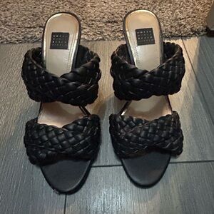 White House Black Market Black Braided Heels
